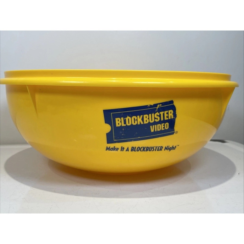 Vintage 90s Blockbuster Tupperware 274 Popcorn Bowl Yellow 12 Inch No Lid